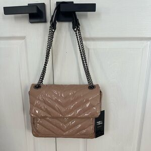 THINK ROYLN Glossy Tan Quilted Shoulder Bag